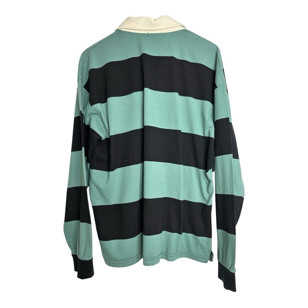 Forever 21 Men's Rugby Shirt - Teal and Black - Picture 2 of 3